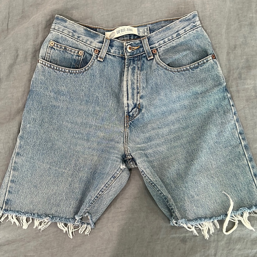 90’s gap blue jeans cut off shorts
